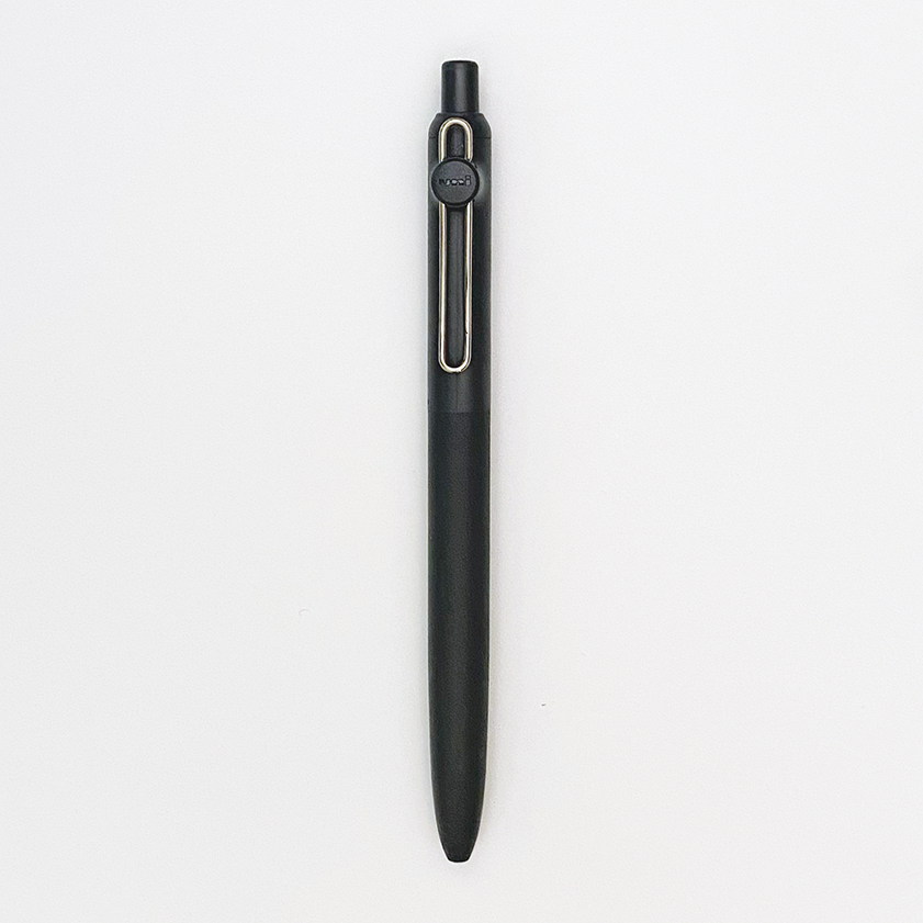 uni-ball zento standard model water based ink ballpoint pen in slate gray against white background