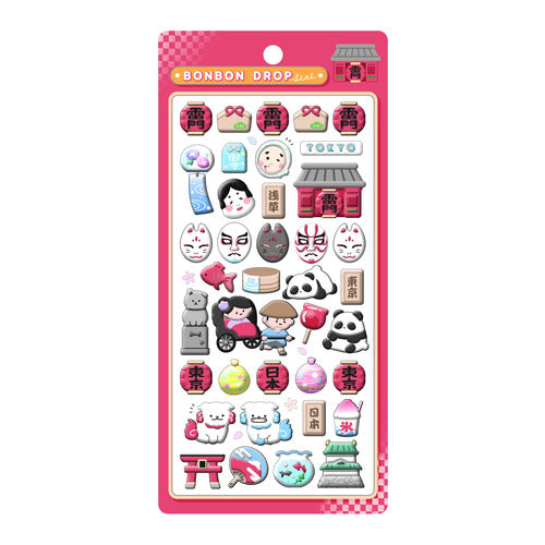 Bonbon Drop Japanese Pattern Puffy Stickers