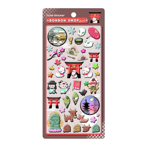 Bonbon Drop Japanese Pattern Puffy Stickers