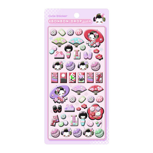 Bonbon Drop Japanese Pattern Puffy Stickers