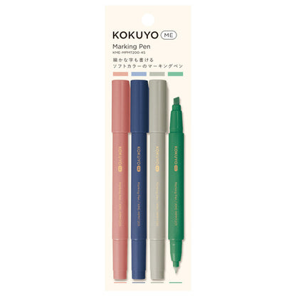 KOKUYO ME 2-Way Marking Pen 4-Piece Set - None
