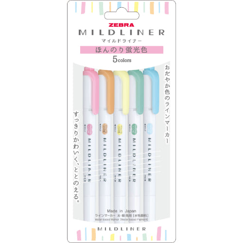 Zebra Mildliner 5-Color Set - Soft Fluorescent