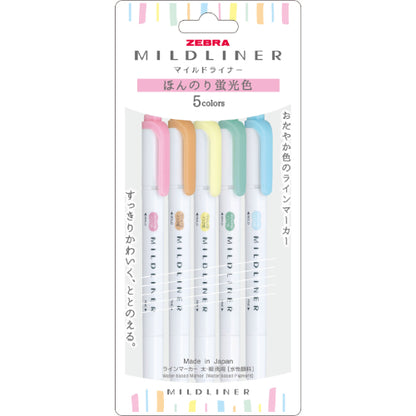 Zebra Mildliner 5-Color Set - Soft Fluorescent