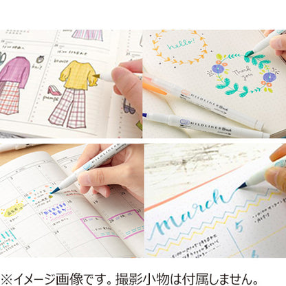 Mildliner Brush Marker Pen 5-Color Set (Zebra)