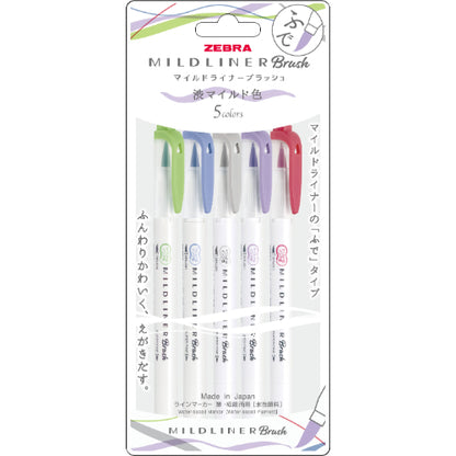 Mildliner Brush Marker Pen 5-Color Set (Zebra)