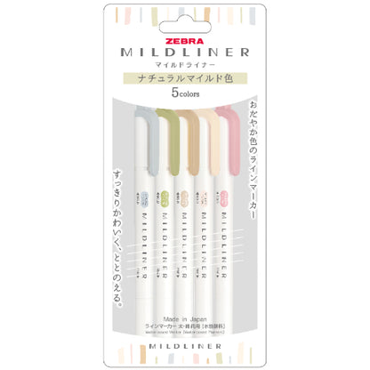 Mildliner Highlighter & Marker Pen 5-Color Set (Zebra)