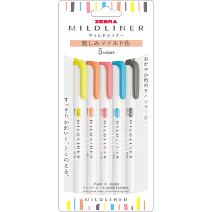 Mildliner Highlighter & Marker Pen 5-Color Set (Zebra)