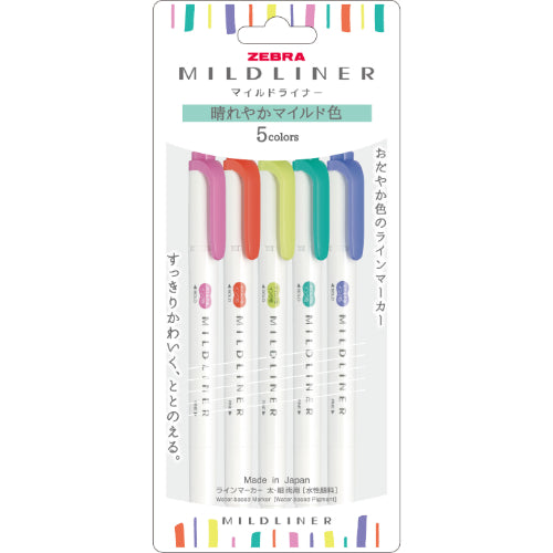 Mildliner Highlighter & Marker Pen 5-Color Set (Zebra)