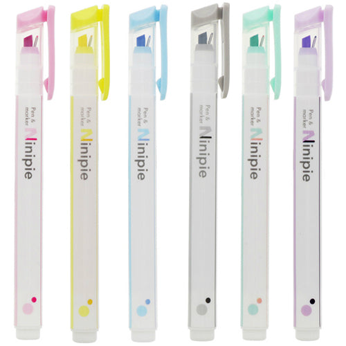 Ninipie Needle Pen & Marker [6-Color Set] (Sun-Star Stationery)