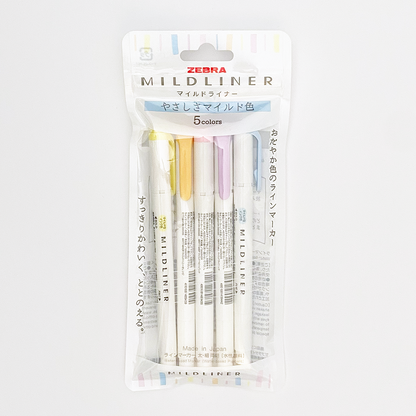Mildliner Highlighter & Marker Pen 5-Color Set (Zebra)