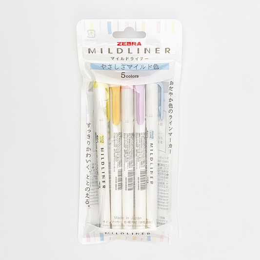 Mildliner Highlighter & Marker Pen 5-Color Set (Zebra)