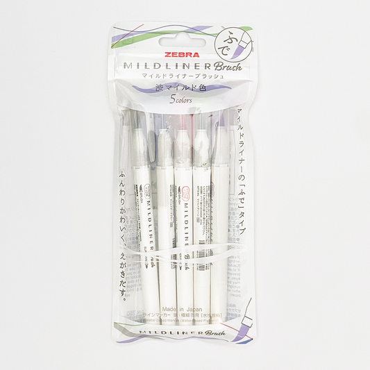 Mildliner Brush Marker Pen 5-Color Set (Zebra)