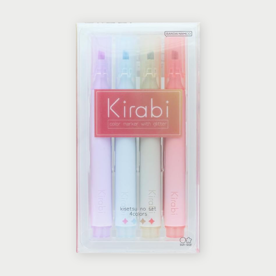 Kirabi Glitter Marker Pen [4-Color Set] (Sun-Star Stationery)